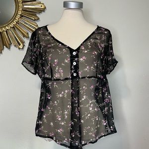 Robbie Bee Silk Button Down Blouse Top Vintage